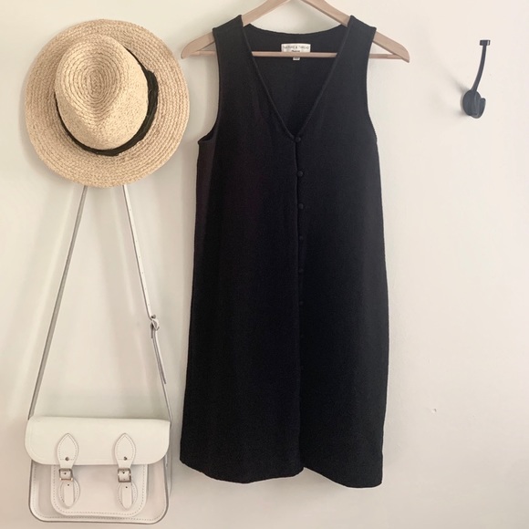 Madewell Texture & Thread Black Button Front Dress - Picture 2 of 6